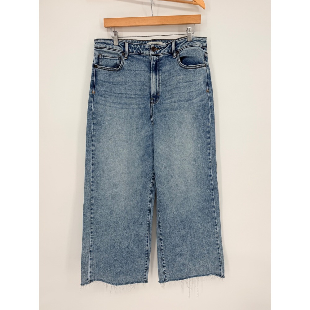 Hidden Jeans Wide Leg Denim 34 Blue Raw Hem High Rise Coastal Boho